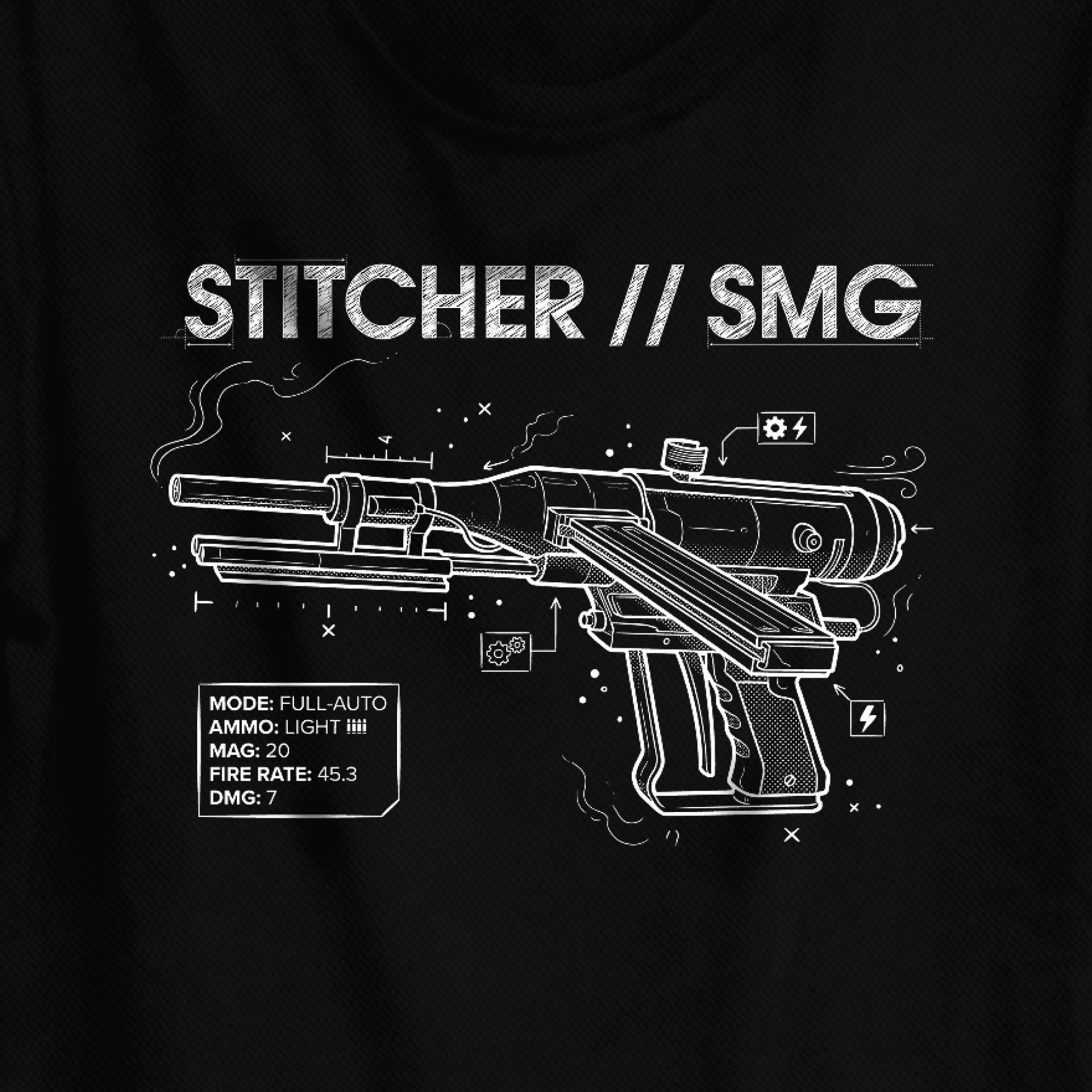T-shirt Stitcher Blueprint design from Raiders Market